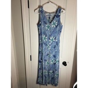 Vtg 90s Dress Barn Womens Floral Maxi Dress Size6 Boho  pearl shell buttons